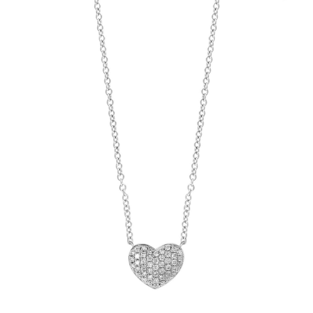 NEW EFFY Sterling Silver Diamond Heart Pendant Necklace - 0.13 CTW